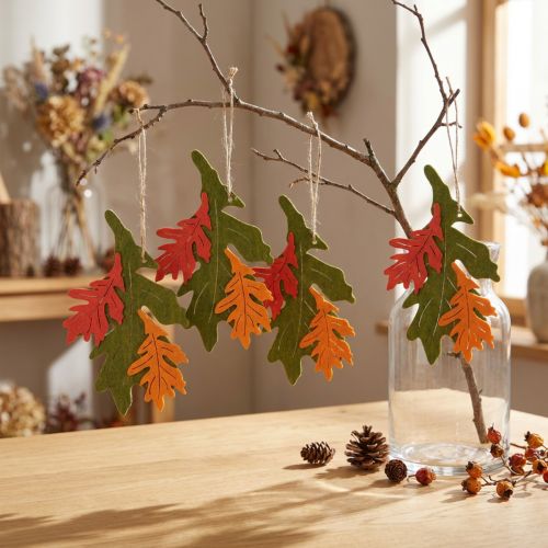 Herbst Deko Anhänger Holz Laubblätter Eichenblatt 17cm 6St | Floristik21.de