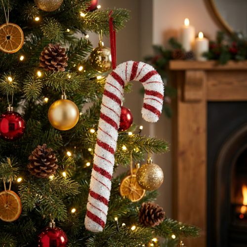 Deko Zuckerstange Weihnachten Rot Weiß Gestreift H34cm | Floristik21.de