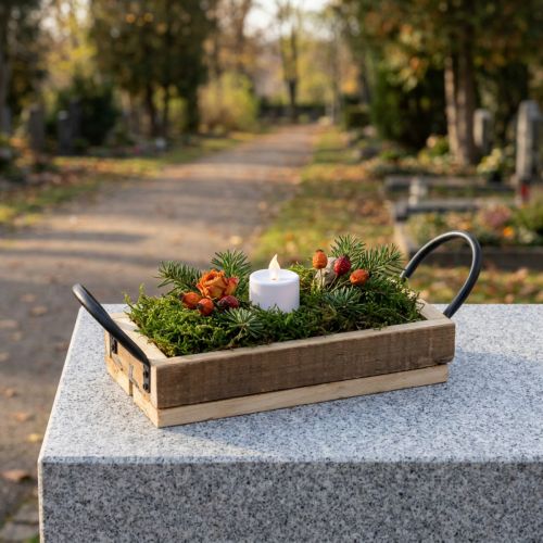 Holztablett mit Griffen Deko Tablett Natur Schwarz 25×12,5×5cm | Floristik21.de