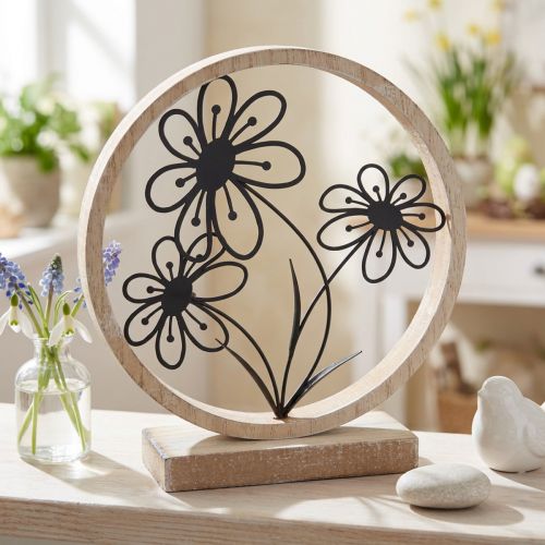 Metallblumen Tischdeko Holz Metall Frühlingsdeko H19cm | Floristik21.de
