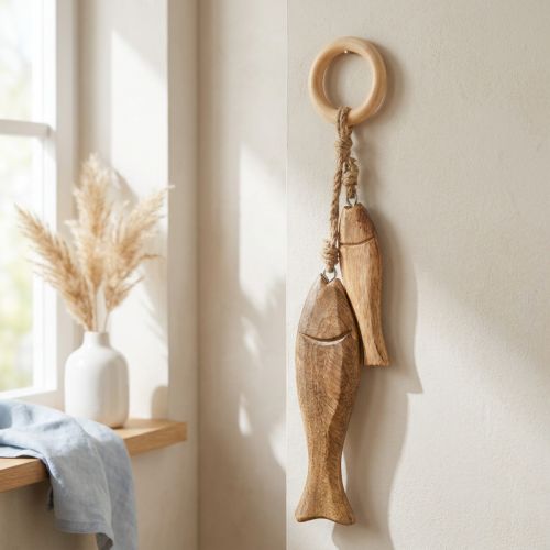 Fische aus Mangoholz Holzfisch zum Hängen Natur 10/15cm | Floristik21.de