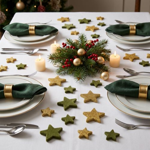 Streudeko Sterne Grün und Gold mit Glitter Tischdeko Weihnachten 4/5cm 40 St | Floristik21.de