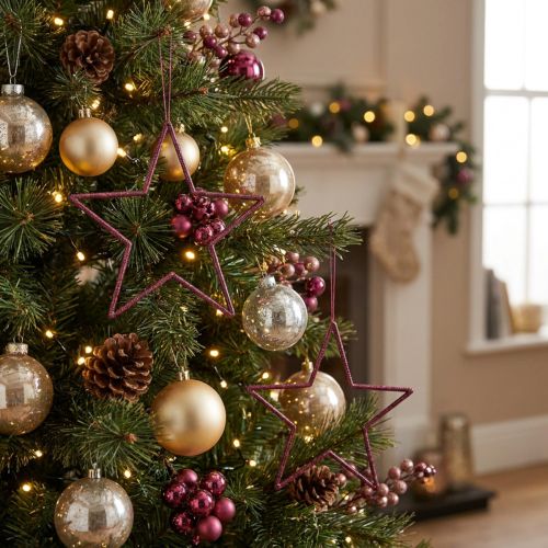 Artikel Deko Stern Berry Weihnachtsdeko Hängend Glitter Ø18cm 8 Stück Set
