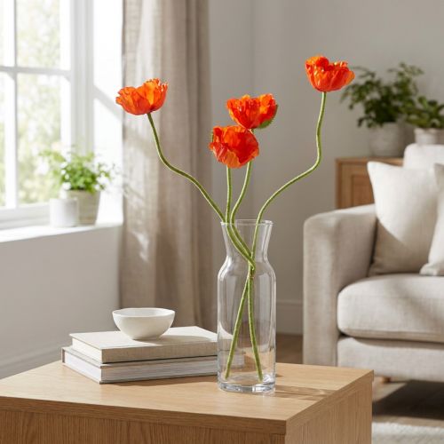 Mohnblumen künstlich Orange 58-74cm 3 Stück