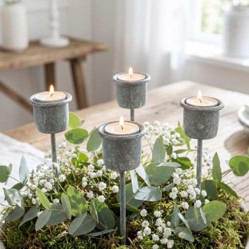 Kerzenhalter zum Stecken Shabby Chic Grau Ø3cm H8,5cm 8 St | Floristik21.de