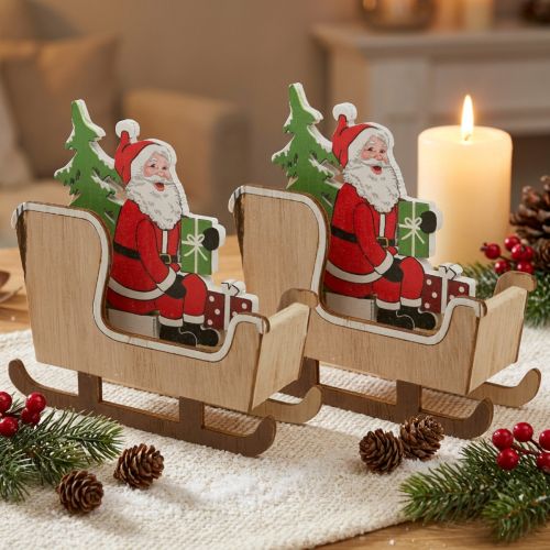 Deko Schlitten mit Weihnachtsmann Weihnachtsschlitten 10cm 2St | Floristik21.de