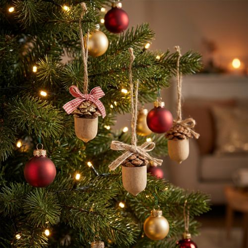Weihnachtsdeko Deko Eichel Holz Weihnachtsanhänger 5cm 12 St | Floristik21.de