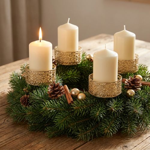 Florale Kerzenhalter zum Stecken Golden Ø8,8cm H13,7cm 4 St Antik-Optik | Floristik21.de