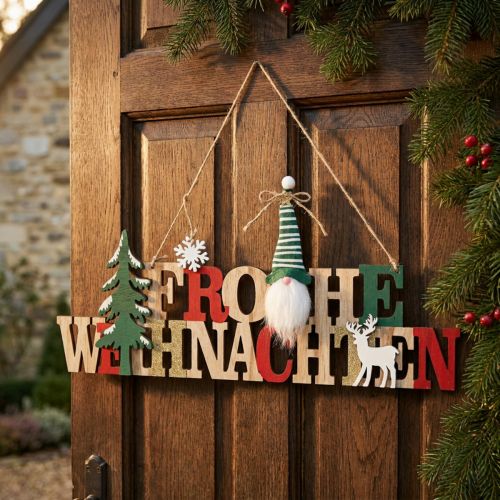Holz Schriftzug Frohe Weihnachten Türdeko Weihnachten | Floristik21.de