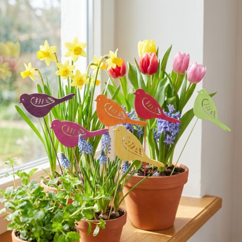Artikel Frühlingsdeko Blumenstecker Holz Vogel Deko 28cm 18 St