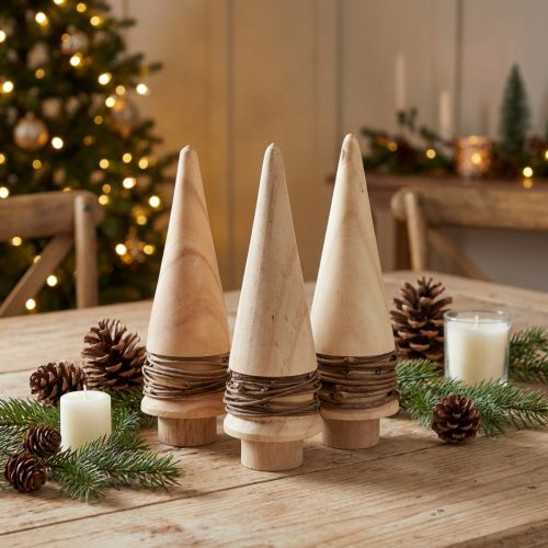 Mini Tannenbaum Holz Deko Natur Tischdeko H13,5cm 3 St | Floristik21.de