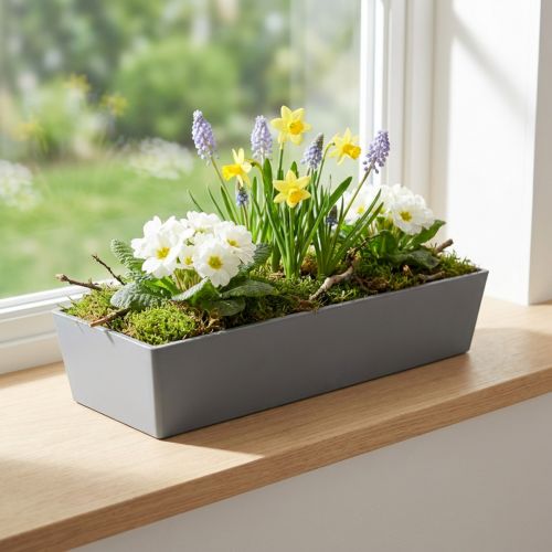 Rechteckige Pflanzschale Kunststoff Grau 37x14x7 cm