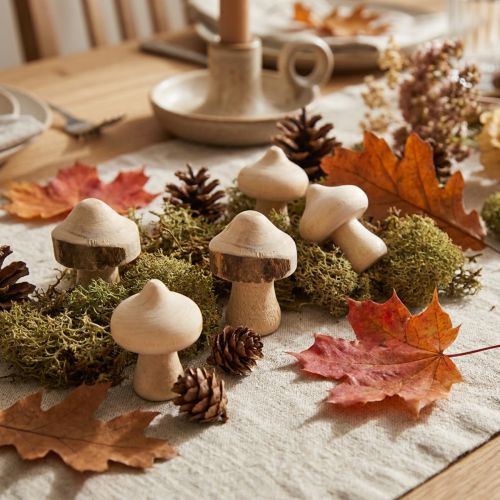 Artikel Mini-Pilze aus Holz mit naturbelassener Rinde - Rustikale Tischdeko & Bastelbedarf Ø2cm 36er-Set