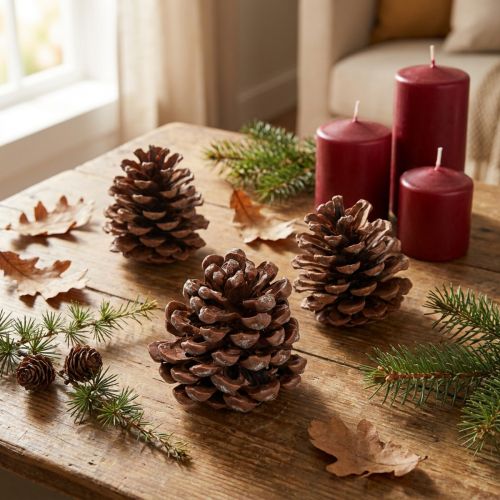 Große Pinienzapfen 8-9cm 3er-Set Natur Deko