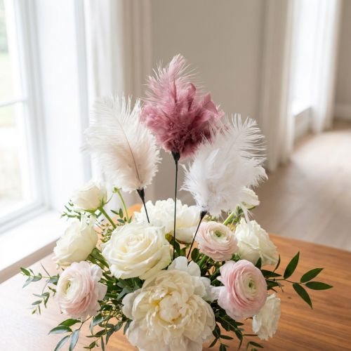 Deko Federn Weiß Rosa Creme 3 Stück