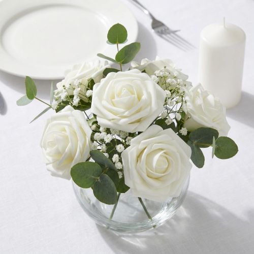 Foam-Rose Ø6cm Weiß 27St | Floristik21.de
