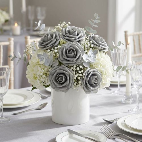 Foam-Rose Ø6cm Grau 27 St | Floristik21.de