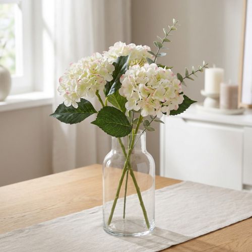 Hortensie, Seidenblume, Kunstblume für Tischdeko Weiß, Grün L44cm | Floristik21.de