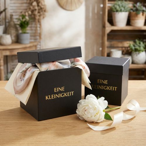 Geschenkbox „Eine Kleinigkeit“ Eckig Schwarz 14/12cm 2er-Set | Floristik21.de