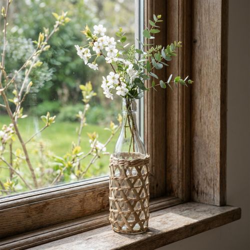 Dekoflasche Glas Glasflaschen Deko geflochten Ø9,5cm H31cm | Floristik21.de