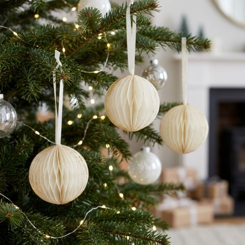 Wabenbälle Wabenkugeln Weihnachten Weiß Glitter Ø7cm 4St | Floristik21.de