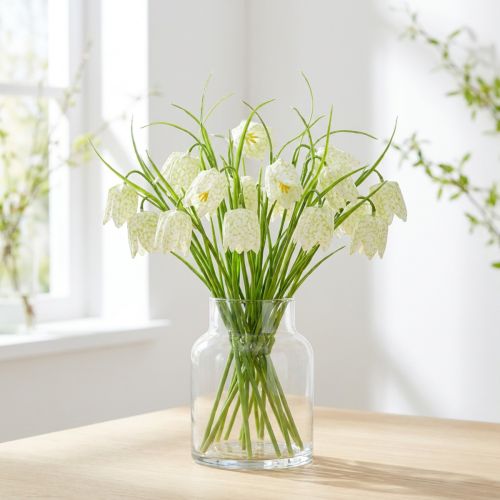 Artikel Schachbrettblumen Fritillaria künstlich Weiß, Grün 40cm 12 St