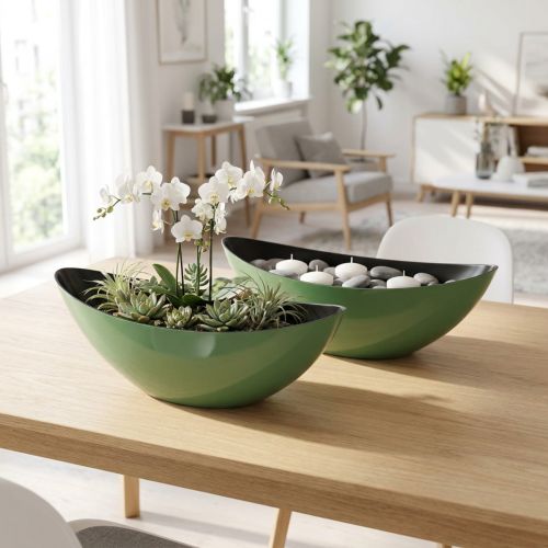 Artikel Moderne Grüne Halbmond-Schale aus Kunststoff 39 cm – Vielseitig einsetzbar für Deko – 2St