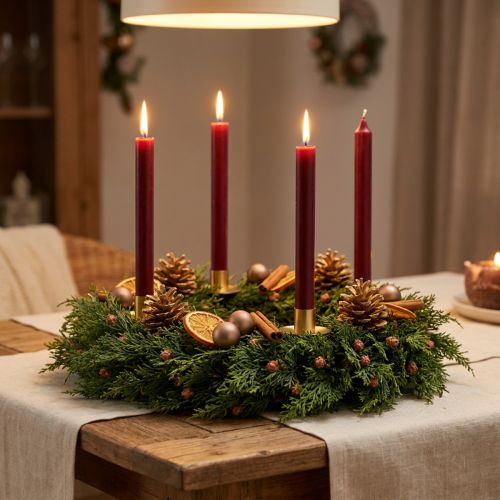 Artikel Tannenkranz Thuja mit Knospen Basis Rebenkranz Ø50cm ideal für festliche Dekoration