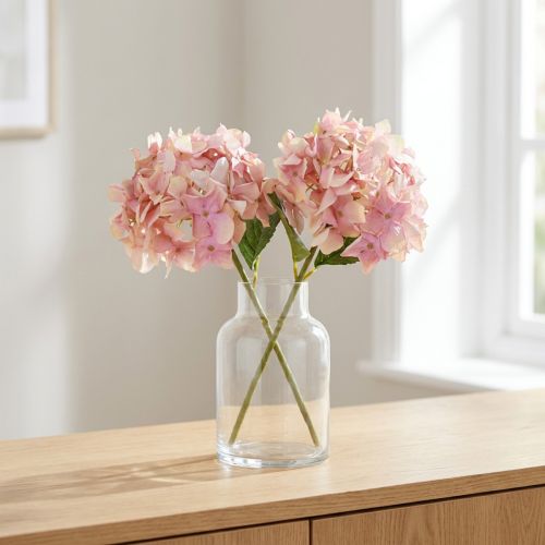 Künstliche Hortensie Pastellrosa 58cm – Dekorative Kunstblume für stilvolle Arrangements 2St | Floristik21.de