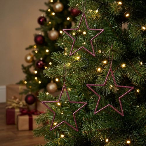 Artikel Deko Sterne Weihnachtsbaum Berry Glitter Lila Ø12cm 12 Stück