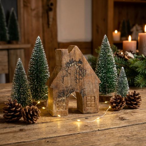 Holzhaus Deko Weihnachtshaus Holzhäuschen Deko Holzaufsteller H10cm | Floristik21.de