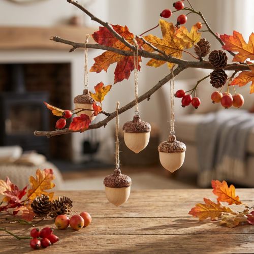 Artikel Eichel zum aufhängen Deko Herbst natur/braun 5,3x3,5cm 12 Stück
