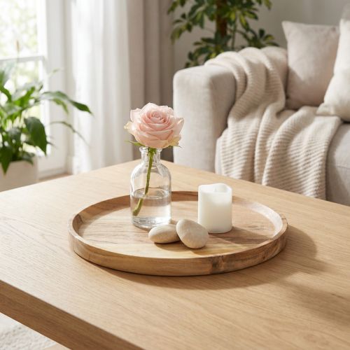 Artikel Dekotablett aus Akazienholz Ø20cm - Natur Holz Dekoration