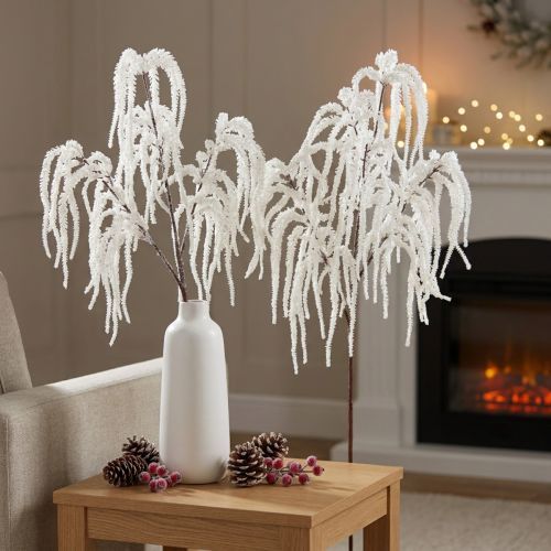 Artikel Dekozweig Trauerweide Weiß Glitter 82cm Winterdeko künstlich 2St
