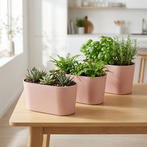 Artikel Pflanzschale Kunststoff Rosabraun Oval 20×10×11cm Set 3St Deko-Einsatz