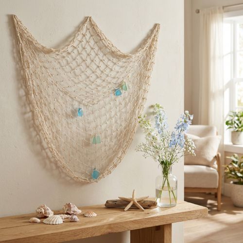 Maritimes Fischernetz, Deko-Netz mit Muscheln 100×120cm | Floristik21.de
