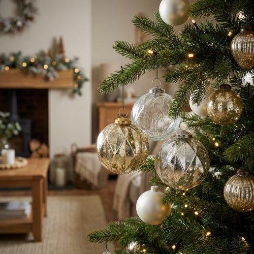 Vintage Weihnachtskugeln Glas Ø10,5cm 3er-Set