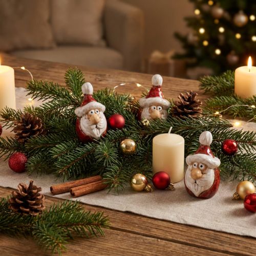 Keramik Weihnachtsmann Figur, Rot, 7cm – Festliche Weihnachtsdekoration – 6 St | Floristik21.de