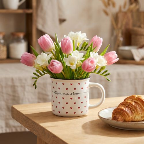 Keramik Herz Tasse Weiß Rot Romantisch All You Need Is Love | Floristik21.de