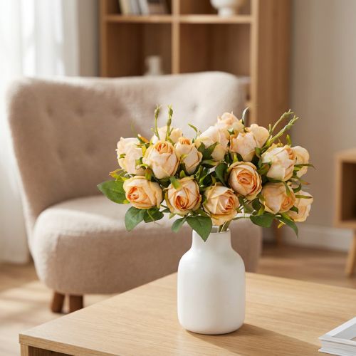 Artikel Kunstblume Rosenstrauß Rosa 31cm, Realistische Dekoration, 3 Stiele