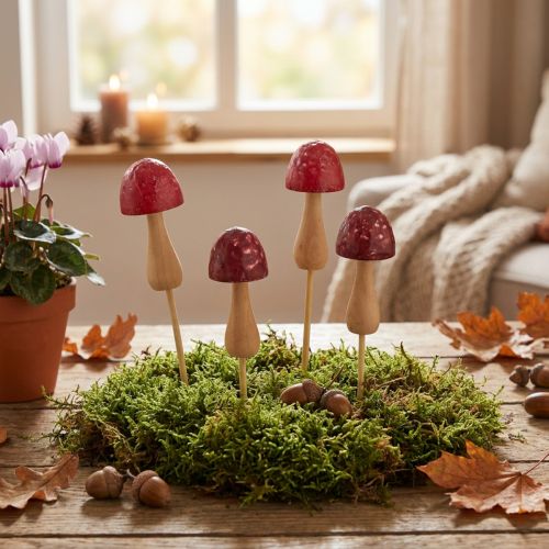 Artikel Blumenstecker Pilz Deko Holz Stecker Rot Ø2,5cm 8 St