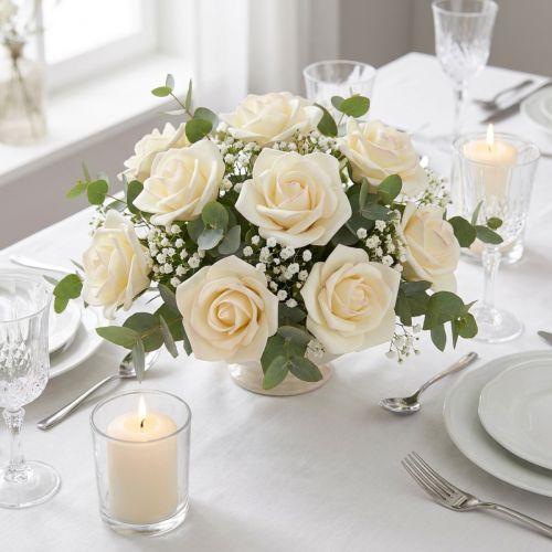 Foamrosen Creme Schaumrosen Kunstrosen Ø6cm 27 Stück für Event-Dekoration | Floristik21.de