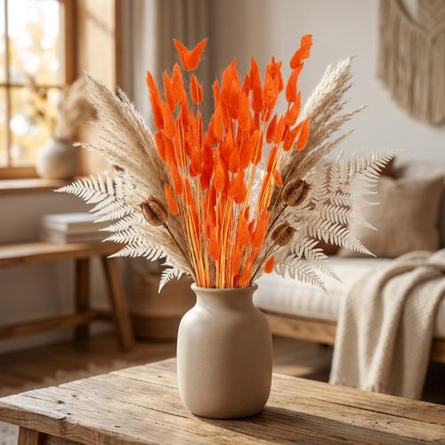 Hasenschwanzgras Orange Trockenblumen Deko 50-60cm 50g - Samtiges Lagurus für Tischdeko & Basteln | Floristik21.de