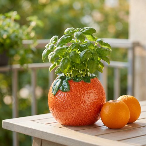 Mediterrane Deko Orange Vase Blumentopf Keramik Ø9cm | Floristik21.de