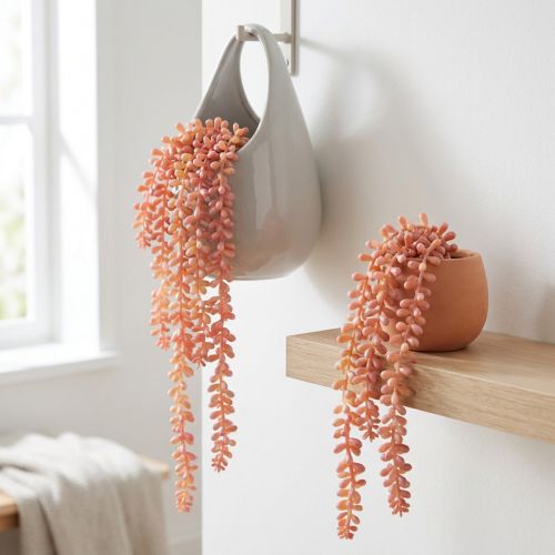 Artikel Sedum 'Rubin' Kunst-Hängepflanze – Pflegeleicht & Dekorativ, Attraktive Sukkulente 43cm 3er-Set