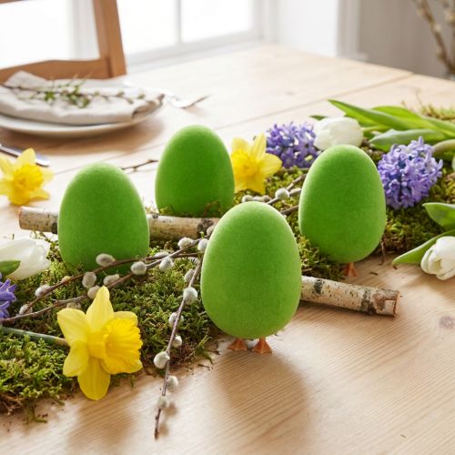 Ei Osterdeko mit Beinen Osterei Deko Ei Grün H13cm 4St | Floristik21.de