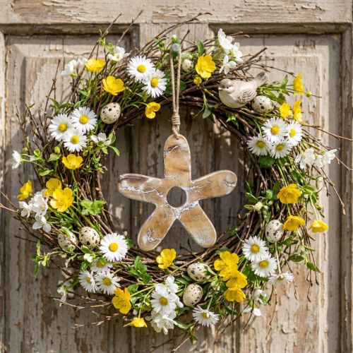 Blume zum Hängen, Holzdeko mit Muster, Frühlingsdeko Natur, Weiß H19,5cm | Floristik21.de