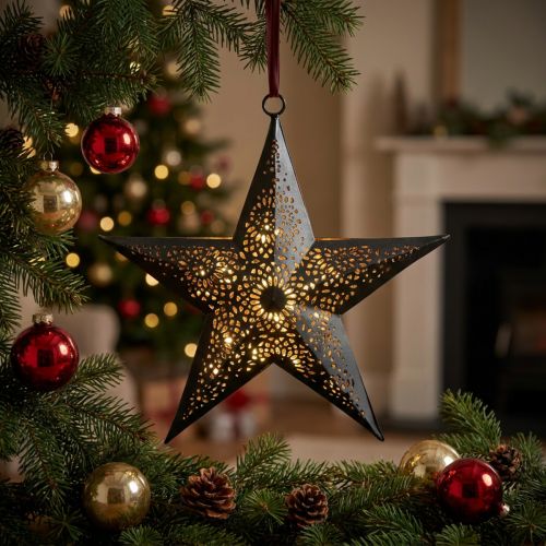 Weihnachtsanhänger Stern Metallstern Schwarz H19cm | Floristik21.de
