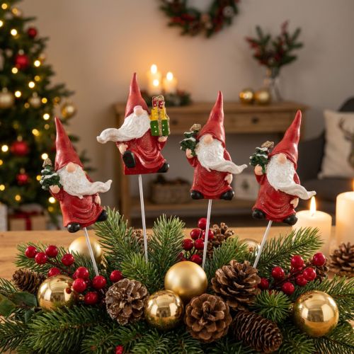 Weihnachtswichtel Dekostecker Wichtel Weihnachtsmann 7cm 4 St | Floristik21.de