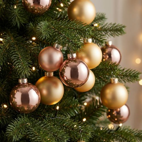 Hochwertige Weihnachtskugeln Gold Rosé Glas Ø60mm 24er Set | Floristik21.de